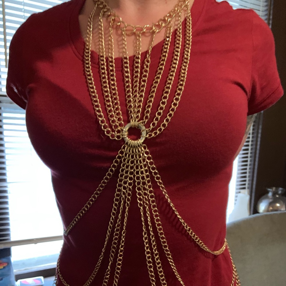Beautiful gold chest plate necklace